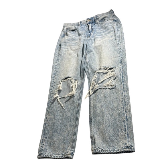 American Eagle Busted Knee High Waist Straight Leg Ankle Jeans Sz 6 - Picture 6 of 16